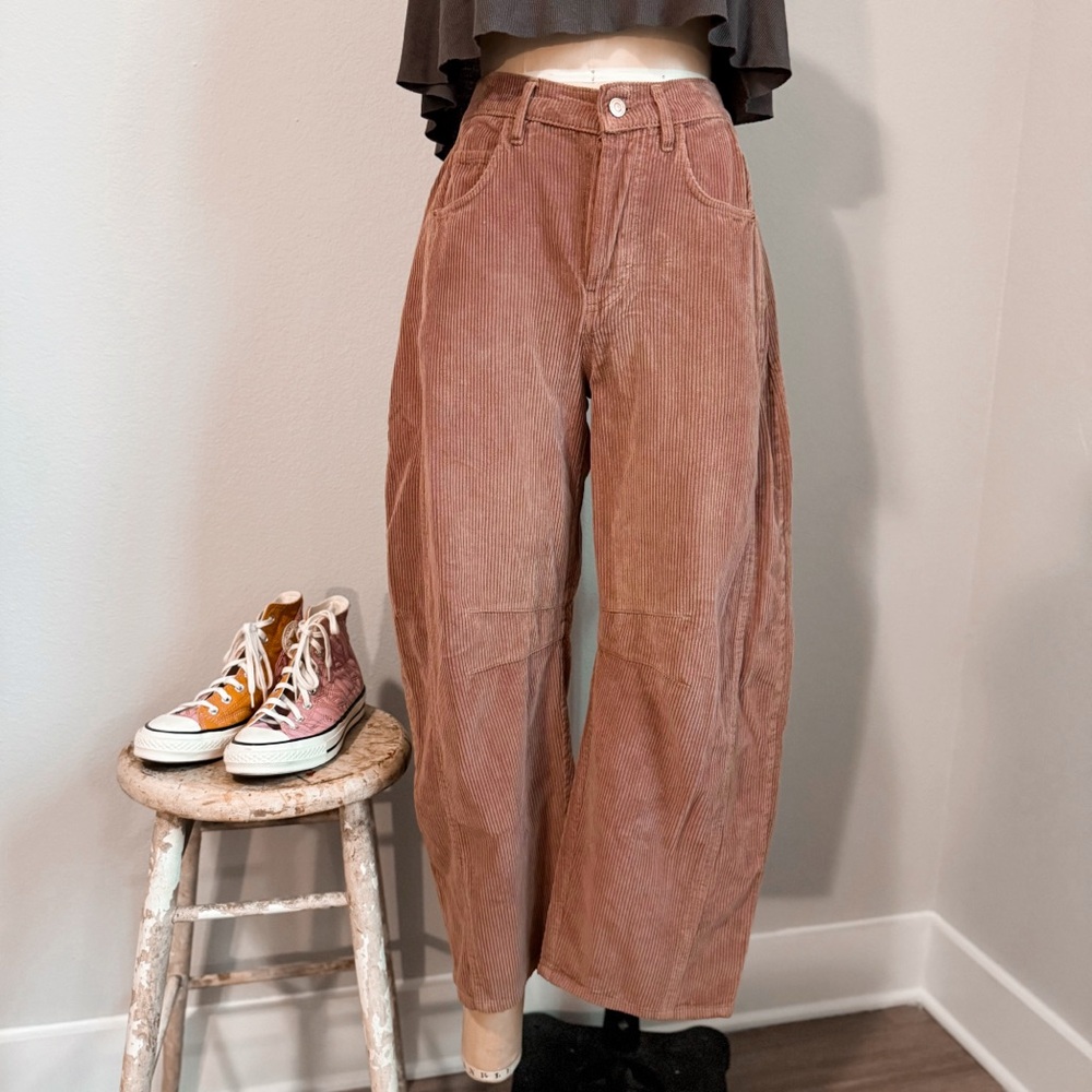 We The Free Good Luck Mid-Rise Cord Barrel Jeans in Emperador SZ 25 NWT - Picture 5 of 13